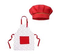 FFDHWU 1 Piece Strawberry Kids Apron With 1 Piece Kids Chef Hat, Anti-Stain Apron, Halter Neck Apron, Apron With Pockets, Kitchen Baking Apron, Kids Cooking Set