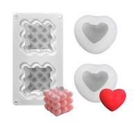 FFDHWU 1 Square Love Mold And 2 Heart-Shaped Molds, Creative Silicone Molds, Candle Molds, Diy Handicraft Accessories
