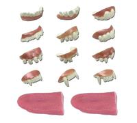 FFDHWU 12 Pieces Of Vampire Dentures With 2 Pieces Of Artificial Tongues, Vampire Costume Accessories, Magic Props, Suitable For Halloween, Theme Parties And Magic Shows
