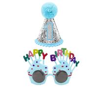 FFDHWU 1Pc Baby First Birthday Hat, 1Pc Happy Birthday Glasses, Glitter Birthday Crown, Cone Birthday Hat, Baby Birthday Party Hat, Birthday Decorations For Boys And Girls
