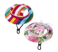 FFDHWU 2-Pack Multicolor Canvas Pet Sun Hats, Breathable & Adjustable, UV Protecting Wide Brim, Suitable for Cats & Dogs, Small Breeds