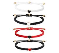FFDHWU 2 Pairs Of Love Bracelets, Handwoven Bracelets, Couple Bracelets, Adjustable Bracelets, Simple Bracelets, Gift Bracelets