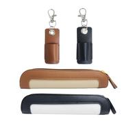 FFDHWU 2-Piece Portable Pen Cases & 2-Piece Mini Pencil Cases, Black & Brown, Artifical Leather, Simple & Fashionable, Multifunctional Stationery Storage