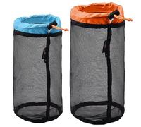 FFDHWU 2 Pieces Black Mesh Storage Drawstring Bag for Travel, Camping and Outdoor Accessories