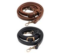 FFDHWU 2 Pieces Black PU Leather Adjustable Shoulder Straps, Crossbody Bag Shoulder Strap Replacement