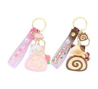 FFDHWU 2 Pieces Cat Cake Roll Keychains, Cute Cartoon Keychains, Pvc Cake Roll Pendants, Girls Bag Accessories, Creative Gift Keychains