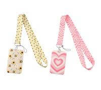 FFDHWU 2 Pieces ID Card Holder with Lanyard, Bee Design, Cute Yellow Key Lanyard