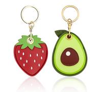 FFDHWU 2 Pieces Leather Case Keychain, Strawberry Avocado Keychain, Air Label Keychain, Creative Fruit Keychain, Bag Key Pendant