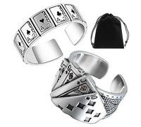 FFDHWU 2 Pieces Of Playing Card Element Rings And 1 Piece Of Storage Bag, Creative Design Rings, Punk Style Jewelry, Adjustable Rings