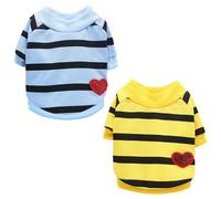 FFDHWU 2 Pieces Of Small Dog T-Shirts, Striped Pet T-Shirts, Spring And Summer Thin Dog T-Shirts, Puppy Sweatshirts, Suitable For French Bulldogs, Chihuahuas, And Teddy Dogs