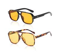 FFDHWU 2 Pieces Retro Double Bridge Sunglasses, Polarized, Unisex, Modern Style