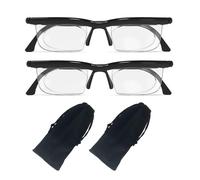 FFDHWU 2 Pieces Variable Focus Glasses With Glasses Pouch, Focus Adjustment Glasses, Adjustable Reading Glasses, Foldable Glasses, Unisex Focus Glasses