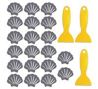 FFDHWU 20 Bathroom Non-Slip Stickers And 3 Small Scrapers, Gray Shell Shape, Strong Sticky Adhesive, Suitable For Shower Room Floor Safety Protection.