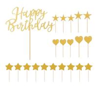 FFDHWU 21 Pieces Of Golden Birthday Inserts, Star Love Inserts, Cake Decorations, Cake Topper, Shiny Cake Inserts, Cake Accessories