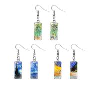 FFDHWU 3 Pairs of Rectangular Drop Earrings, Creative Design Earrings, Vintage Earrings, Ele Earrings, Fashionable Personality Earrings