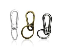 FFDHWU 3-Piece Keychain Set: Silver, Black & Bronze Zinc Alloy D-Shape Non-Locking Carabiner Keychains