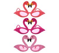FFDHWU 3 Pieces Flamingo Dress Up Glasses, Fun Sunglasses, Novelty Glasses, Hawaiian Style Sunglasses, Flamingo Sunglasses, Party Dress Up Accessories