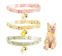 FFDHWU 3 Pieces Small Daisy Pet Collar, Cat Collar, Cat Collar Bell, Cute Cat Collar, Cat Collar With Bell, Cat Collar Quick Release