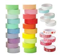 FFDHWU 30 Rolls Of Washi Tape Set, Rainbow Multi-Color Design, Can Write Decorative Models, Hand Account Scrapbooking Diy Handmade.