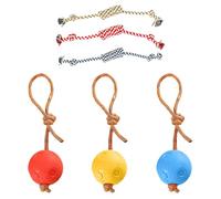 FFDHWU 3Pcs Teething Balls, 3Pcs Teething Knots, Tug Toy For Dogs, Rubber Ball For Dogs, Indestructible Dog Ball, Dog Garden Toy, Dog Leash Ball Interactive Tug Of War Toy