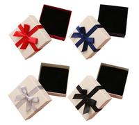 FFDHWU 4 Pieces Jewelry Packaging Box, Jewelry Gift Box, Paper Gift Box, Bow Gift Box, Square Gift Box