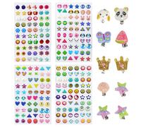 FFDHWU 4 Sheets Ear Stickers, 10 Pieces Ear Clips, Sticky Earrings, Glue Earrings For Girls, Self-Adhesive Earrings For Kids, Stickers For Girls Glitter, Face Gem Stickers