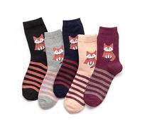 FFDHWU 5 Pairs Of Fox Print Socks, Cute Women'S Socks, Warm, Soft Mid-Calf Socks