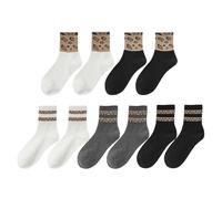 FFDHWU 5 Pairs Of Leopard Print Element Socks, Women'S Socks, Fashionable And Versatile Socks, Winter Socks, Soft And Comfortable Socks
