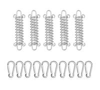 FFDHWU 5 Pieces Of Buffer Springs, 10 Pieces Of Silver Carabiners, Camping Tent Spring Buckles, Tent Spring Buckles, Tension Spring Buckles, Carabiner Curtains