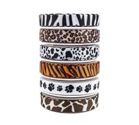 FFDHWU 6 Rolls Of Textured Printed Ribbon, 100% Polyester, Leopard Print, Funeral Occasion, Classic Style, Multicolor, Animal Print