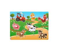 FFDHWU 7 Piece Farm Wooden Jigsaw Puzzle, Modern Style, Unisex, Multicolor, 1 Year and Up, Tabletop, Floor