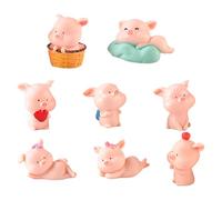 FFDHWU 8 Pieces Of Pink Mini Pigs, Cute Resin Lucky Pigs, Mini Pig Ornaments, Creative Lucky Pig Decoration, Suitable For Desktops, Potted Plants, Garden Landscapes