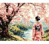 FFDONGTEGO Discover The Joy of Crafting with Latch Hook Rug Kits,A Woman Wearing a Japanese Kimono,Gift for Crafters & DIY Lovers,Create Unique Floor Art Effortlessly,52x38cm