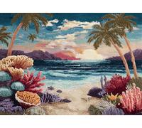 FFDONGTEGO Latch Hook Kits for Adults Kids,Colorful Fish and Corals on The Seabed,DIY Rug Cushion Crochet Yarn Kits,Printed Canvas Creativity Embroidery Craft for Home Decor Gift,52x38cm