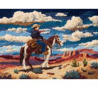 FFDONGTEGO Latch Hook Rug Kit for Adults,A Man on Horseback,DIY Rug Making Kit with Pre-Printed Canvas,Perfect for DIY Home Decor & Relaxation Therapy,52x38cm
