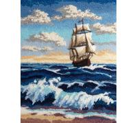 FFDONGTEGO Latch Hook Rug Kit for Adults,Sailboats on The sea,Easy-to-Follow Patterns Crochet Tapestry Craft Kits for A Relaxing,Rewarding Hobby,Home Decoration Festival,Gift,52x38cm
