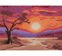 FFDONGTEGO Latch Hook Rug Kit for Adults,Sunset Desert Cactus,DIY Rug Making Kit with Pre-Printed Canvas,Yarn & Tool,Wall Decor,Handmade Rug Craft,52x38cm