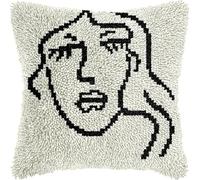 FFDONGTEGO Simple Pattern Latch Hook Kits DIY Throw Pillow Cover,Girl,Sofa Cushion Cover Embroidery Craft Kit for Adults and Beginners,Creativity Crochet Gift 17x17 Inch