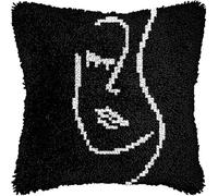 FFDONGTEGO Simple Pattern Latch Hook Pillow Kit for Adults,Girl,DIY Cushion Making Crochet Hook 43x43cm,Color Preprinted Pattern Needlework Pillow Cover Kits,17x17in