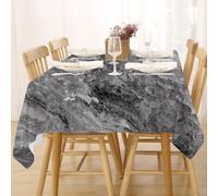 FFFASFY Dark Grey Black Table Cloth Wipe Clean Rectangle 140x260 cm, Washable Wipeable Marble Tablecloth, Waterproof Dining Table Cover for 6-8 Seater Kitchen Outdoor Indoor Party Tabletop Decoration