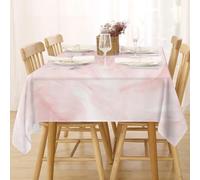 FFFASFY Pink Grey Table Cloth Wipe Clean Rectangle 137x274 cm, Washable Wipeable Marble Tablecloth, Waterproof Dining Table Cover for 4-6 Seater Kitchen Outdoor Indoor Party Tabletop Decoration