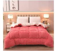 FFFF & OLFEH Double Duvet Insert - Winter Cotton Duvet,Thick Lamb Velvet Fabric Winter Quilt, Super Soft Warm Cosy Quilt Bedding Sets, duvet Pretty warm on cold nights (Pink,200x230cm3kg)
