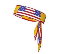 FFGhjk American Spain Flag Printed Sports Headband, Non-Slip, Moisture Wicking, Suitable for Tennis, Ninja, Karate, Running, Yoga