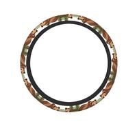 FFGhjk Brown Bear Walking Printing Steering Wheel Cover 15 inches Elastic Stretch Steering Wheel Cover Surround Comfortable Grip