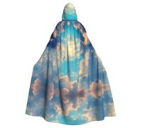 FFGhjk Cloudy Sky Printed hooded cloak, holiday party costume, cosplay wizard witch cloak