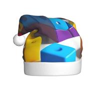 FFGhjk Colorful Building Blocks Printed Christmas hat, suitable for New Year celebration, party, gathering and winter decoration