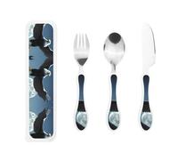 FFGhjk Eagle under the stars Printed children's tableware 3-piece set - suitable for school, home, travel, safe and easy to use