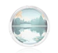 FFGhjk Fallen leaves on a tranquil lake Printed glass ashtray for home, bedroom, bedside, bar, club, or commercial smoking accessories.