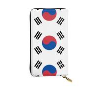 FFGhjk Flag of Republic of Korea Patterned leather long wallet with zipper compartment for women. Checkbook and credit card holder.