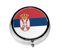 FFGhjk Flag of Serbia Printed Round Pill Box can be stored in Pocket or Handbag